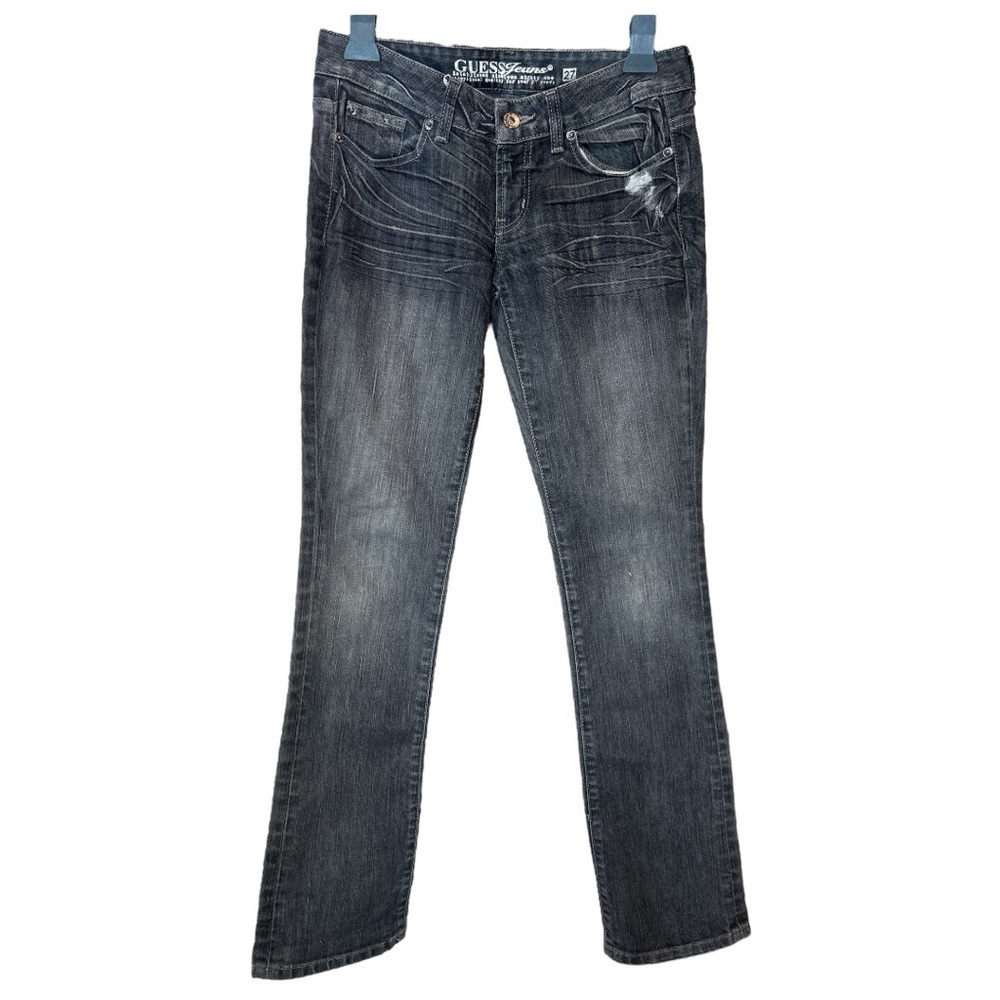 Guess Jeans Starlet Slim Boot Denim Whiskers Distressed Gray Size 27